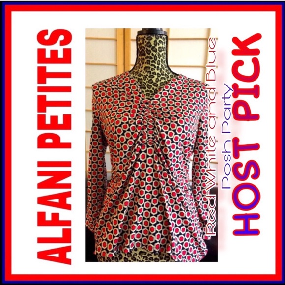 Alfani Chic Rusch Knit Red White Blue Knit Top PM - Picture 11 of 11